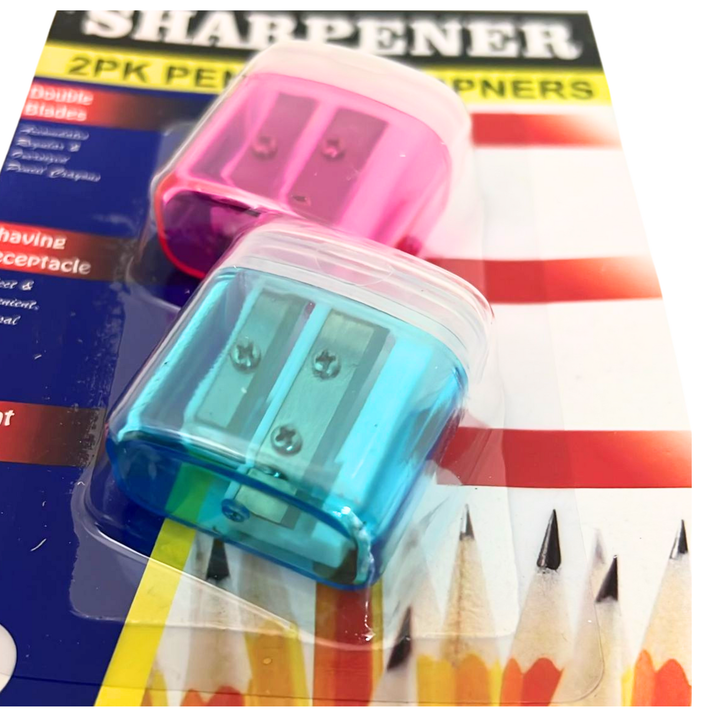 99¢-2PK Double-Blade Two-Hole Pencil Sharpener for Standard and Jumbo Pencils