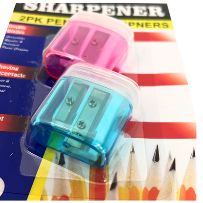 99¢-2PK Double-Blade Two-Hole Pencil Sharpener for Standard and Jumbo Pencils