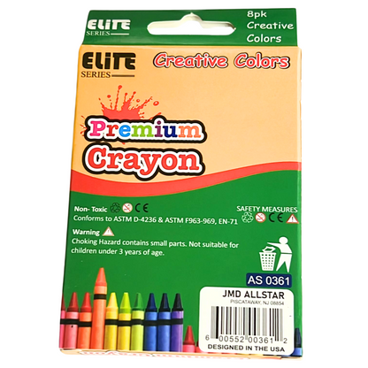99¢ Elite Series –8 Count Box of Crayons Non-Toxic Color Coloring School Supplies:2CT