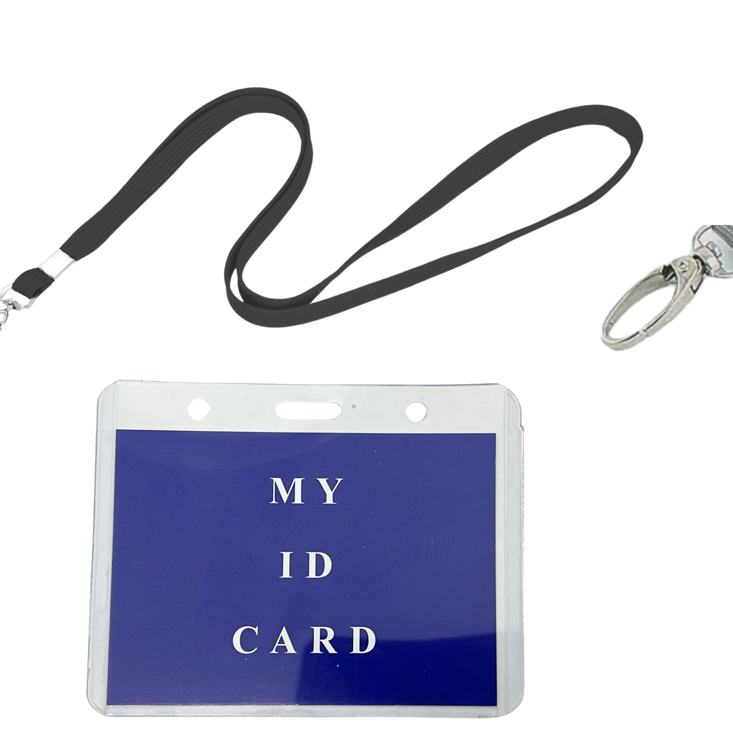 Clear Plastic ID Card Holder with Neck Lanyard:1CT