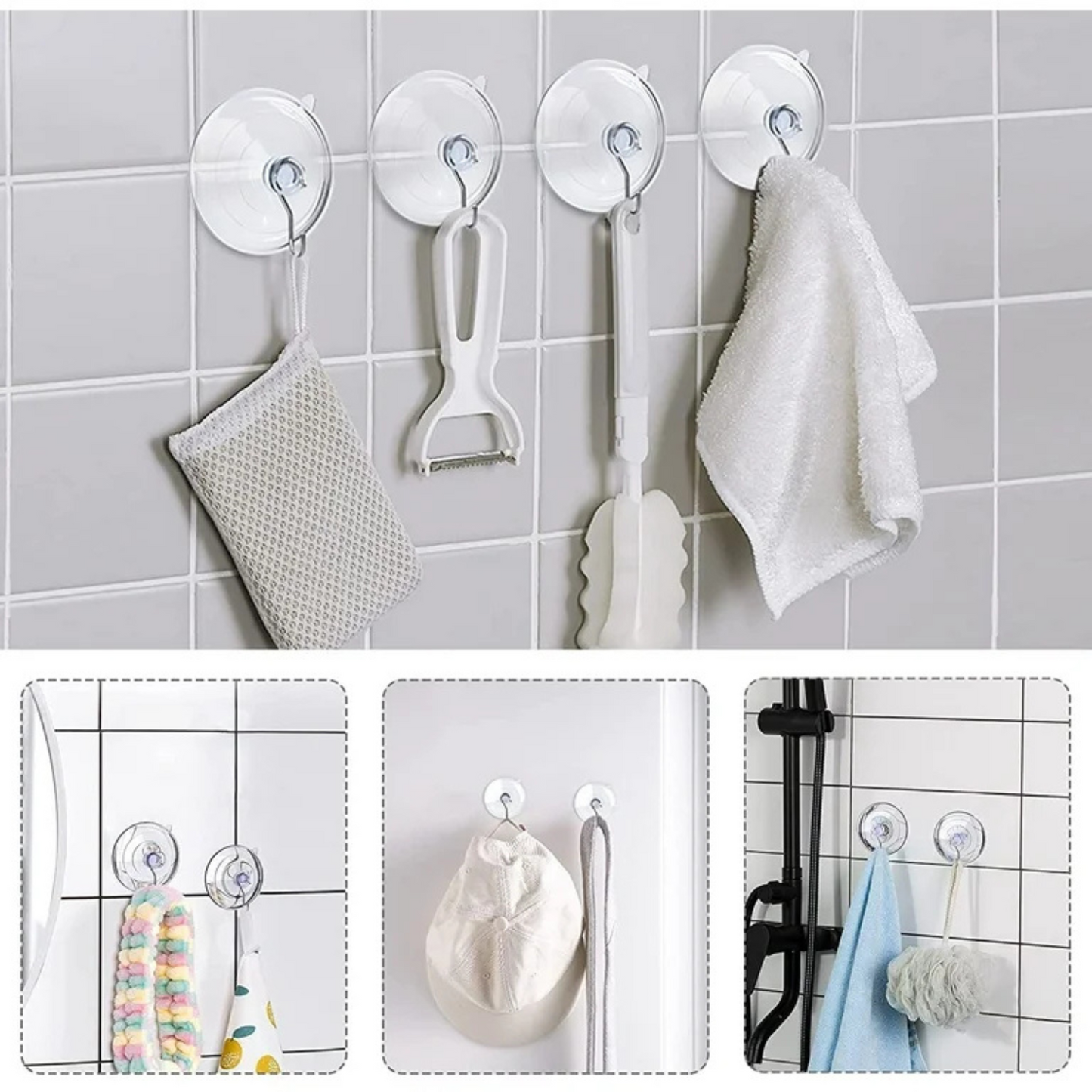 99¢ - Pothook Suction Cup Pothook Punch 1.5" –  Removable Suction Hooks for Easy Hanging: 12CT