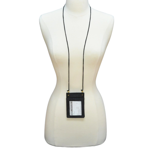 99¢-ID Badge Card Holder – Vertical Leather Case with Clip & Neck Strap Lanyard: 1CT
