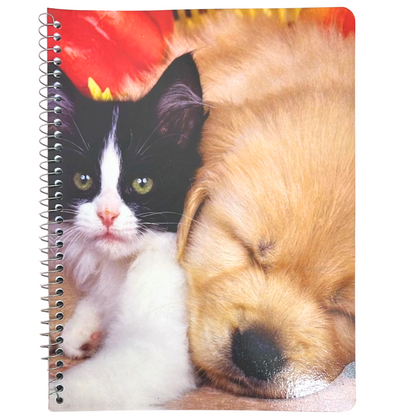 99¢- 1-Subject Spiral Notebook – Wide Ruled – Cat & Dog Cover – Durable, Fun Design for School, Home, or Office