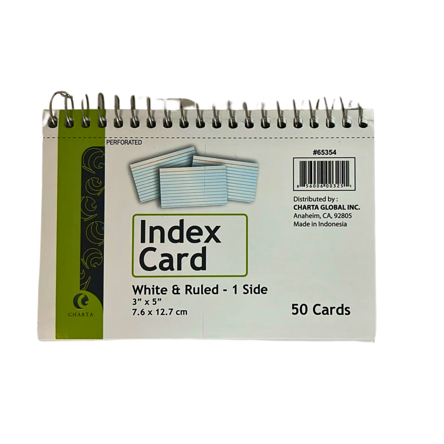99¢ - 3x5 Inches White & Ruled Index Cards with Spiral Binding – 50 Count, Convenient for Note-Taking, Studying, and Organizing: 1CT