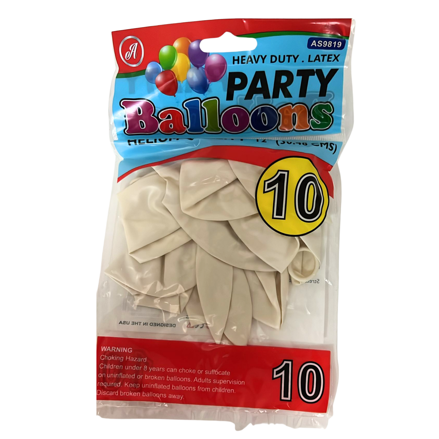 99¢-  12" Latex Balloons – 10 Pack, White, Helium-Quality Party Balloons for Decorations & Events