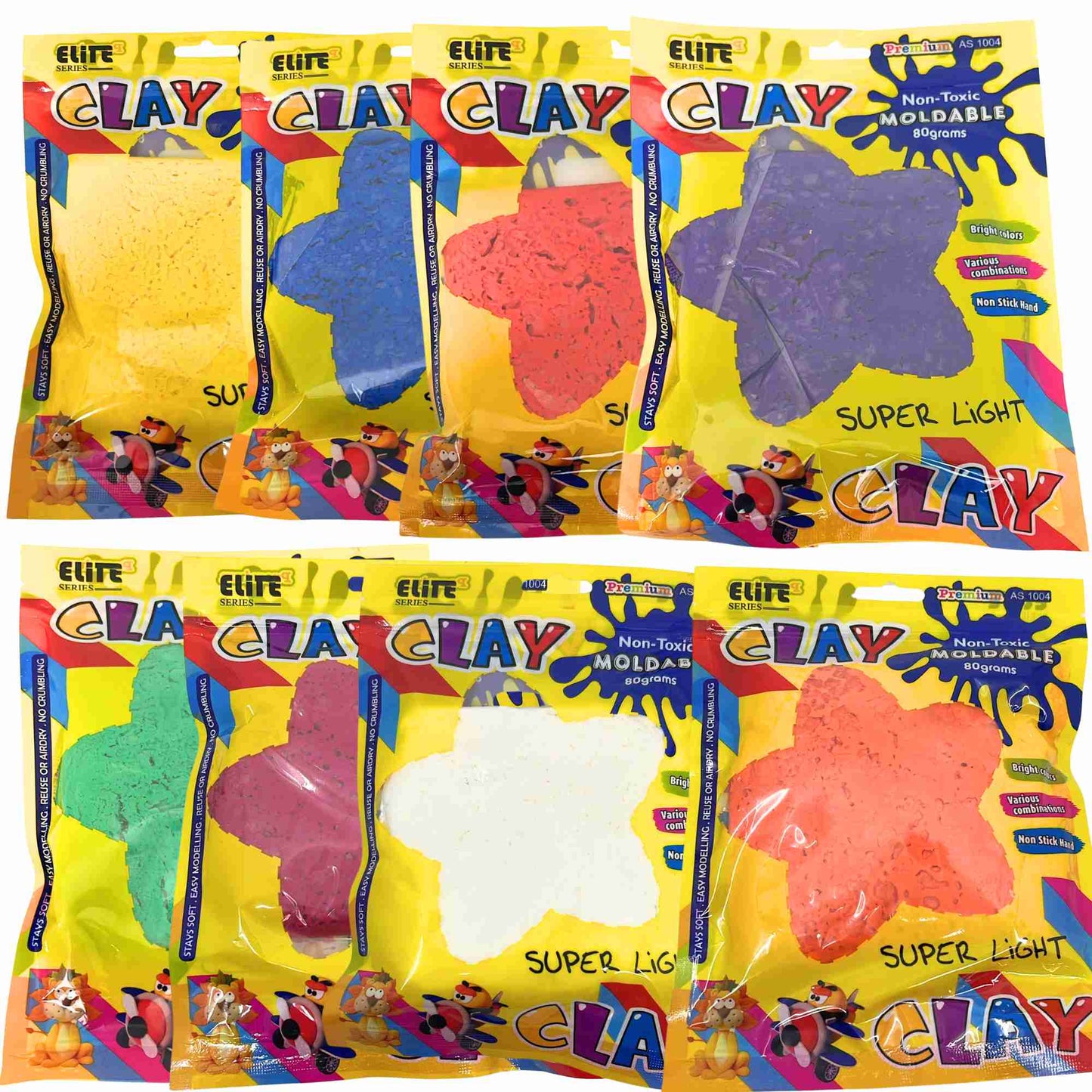 80g Super Light Moldable Clay – Bright Colors – Non-Toxic and Air Dry