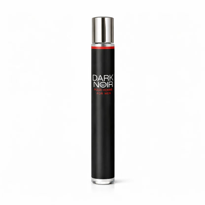 Black cylindrical product with 'Dark Noir' branding on a white background