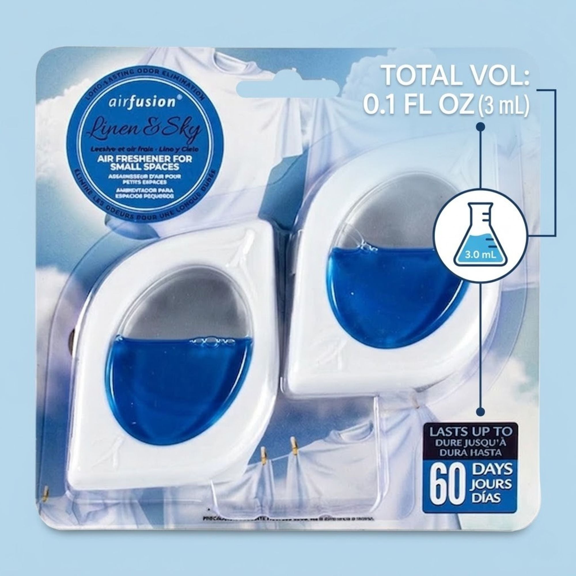 7.5ml Air Fusion Linen & Sky Air Freshener 2 Pack Long Lasting Air Freshioner product detail image