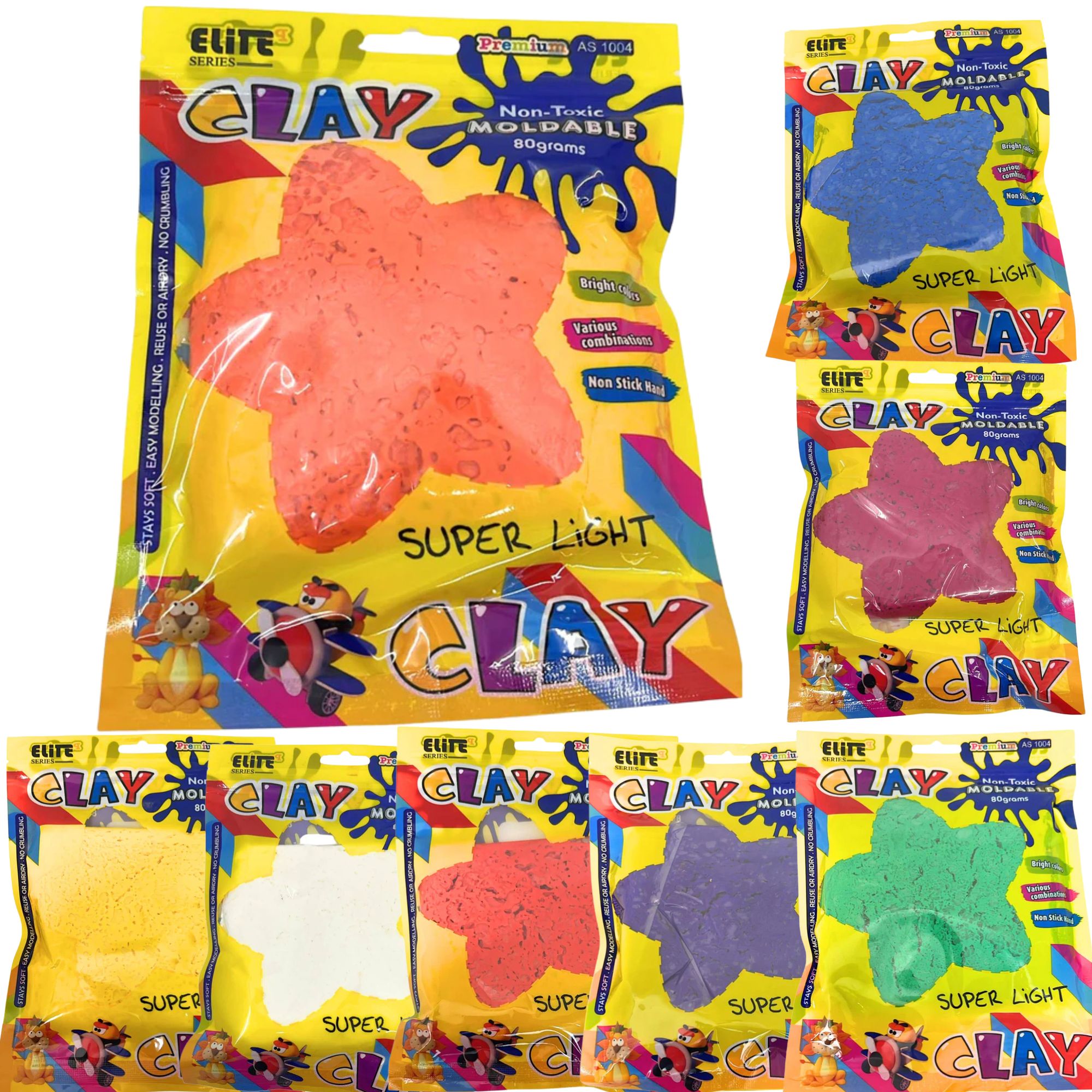 80g Super Light Moldable Clay – Bright Colors – Non-Toxic and Air Dry