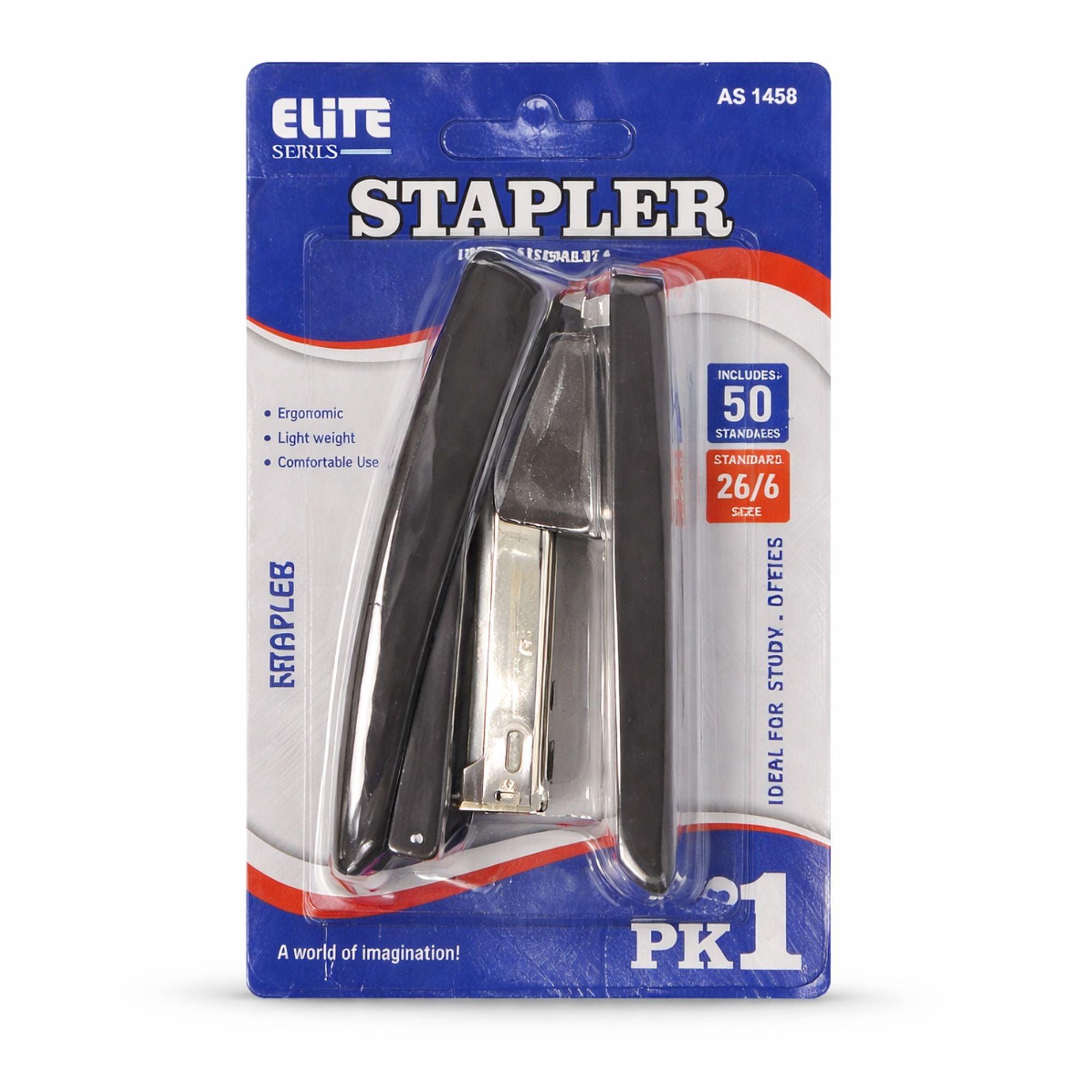 Elite Series AS 1458 Ergonomic Black Desktop Stapler (26/6) 50 Staples main product image