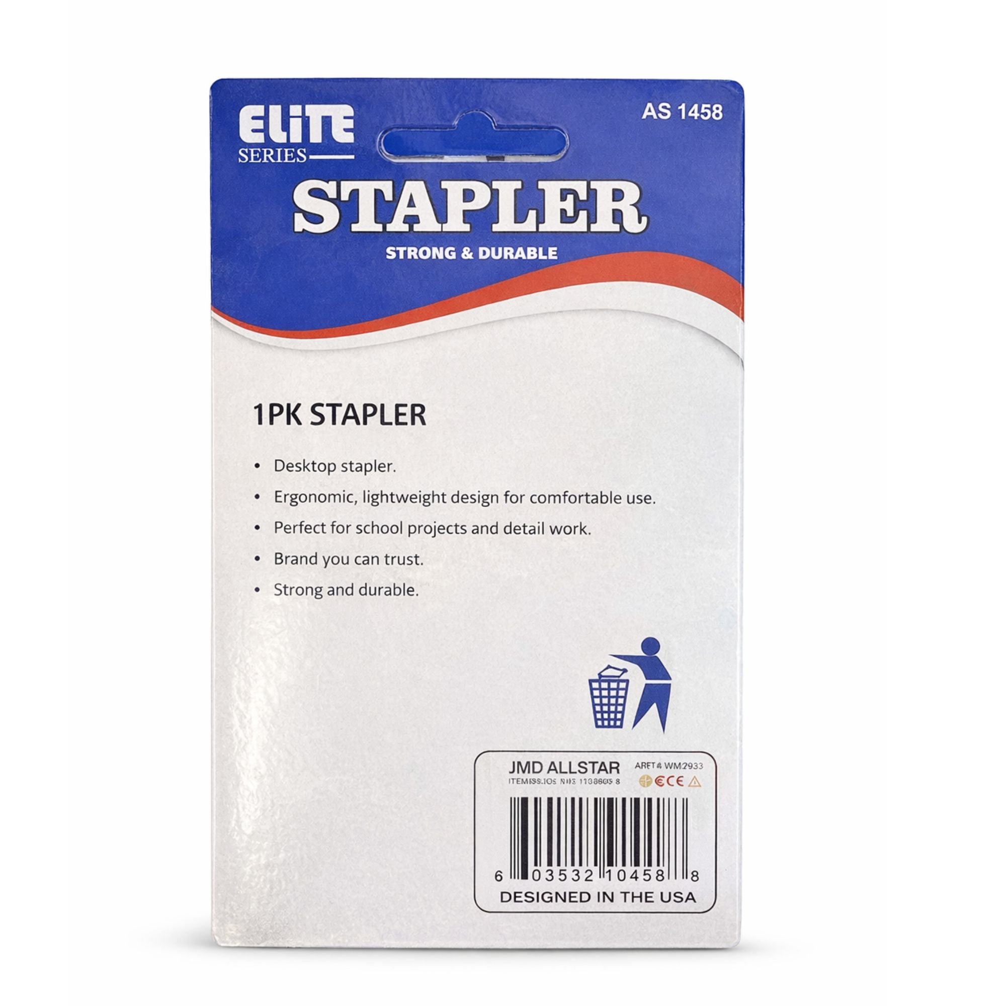 Elite Series AS 1458 Ergonomic Black Desktop Stapler (26/6) 50 Staples product detail image