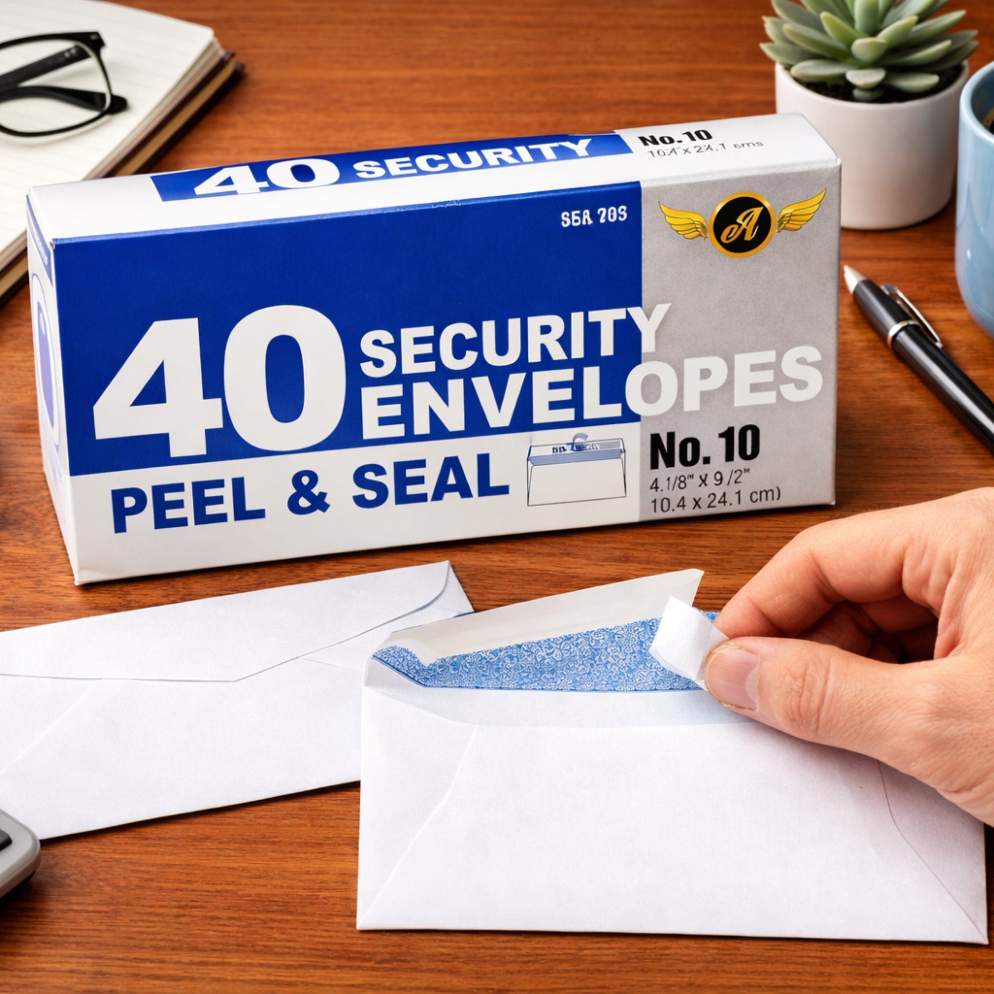 4 ? x 9 ½ Inches No. 10 Security Envelopes Peel and Seal 40 Count lifestyle use image