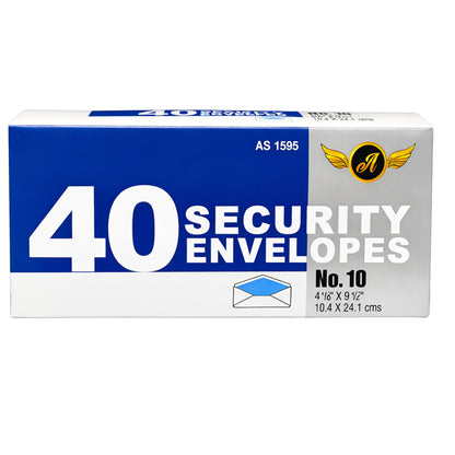 No. 10 Security Envelopes 4-1/8 x 9-1/2 Inch Business Size, 40 Count