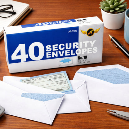 No. 10 Security Envelopes 4-1/8 x 9-1/2 Inch Business Size, 40 Count