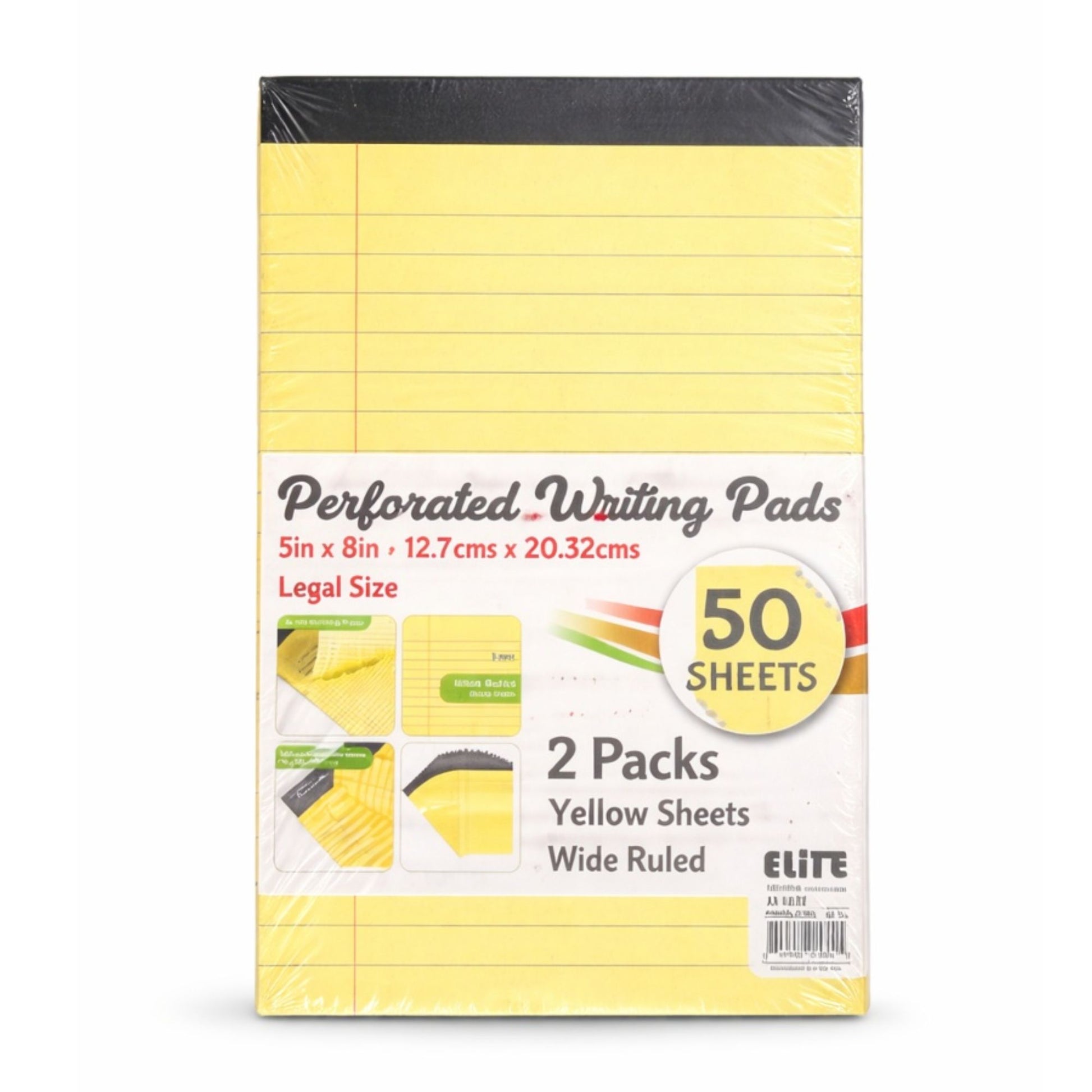 Elite Yellow Perforated Writing Pads 5" x 8" Legal Size