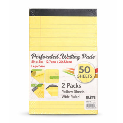 Elite Yellow Perforated Writing Pads 5" x 8" Legal Size