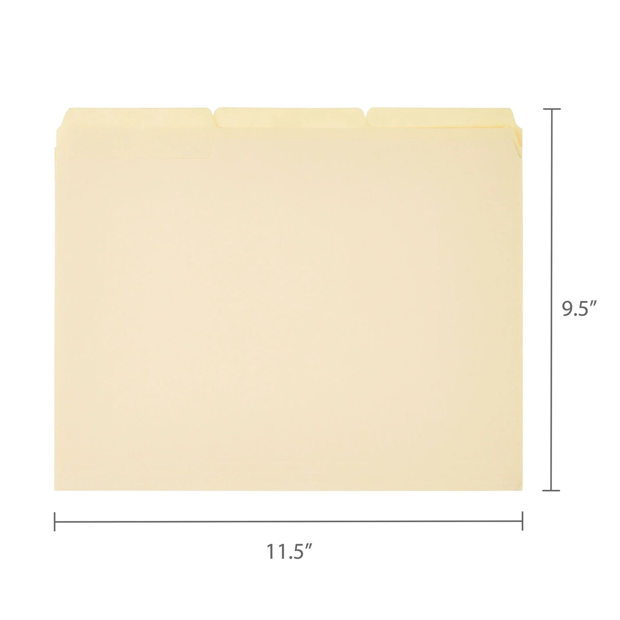 Premium Manila File Folders Letter Size 1/3 Cut Tabs 10 Pack product detail image