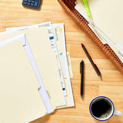 Premium Manila File Folders Letter Size 1/3 Cut Tabs 10 Pack