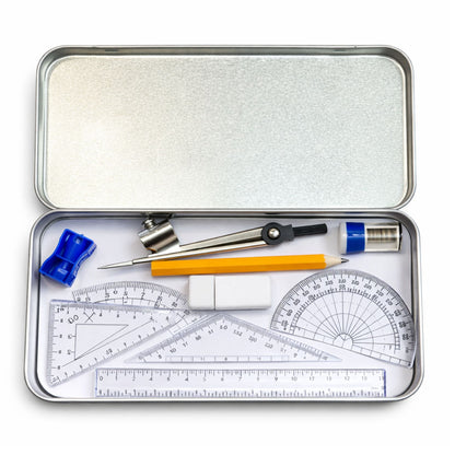 8 Piece Mathematical Geometry Set with Tin Case Elite Series