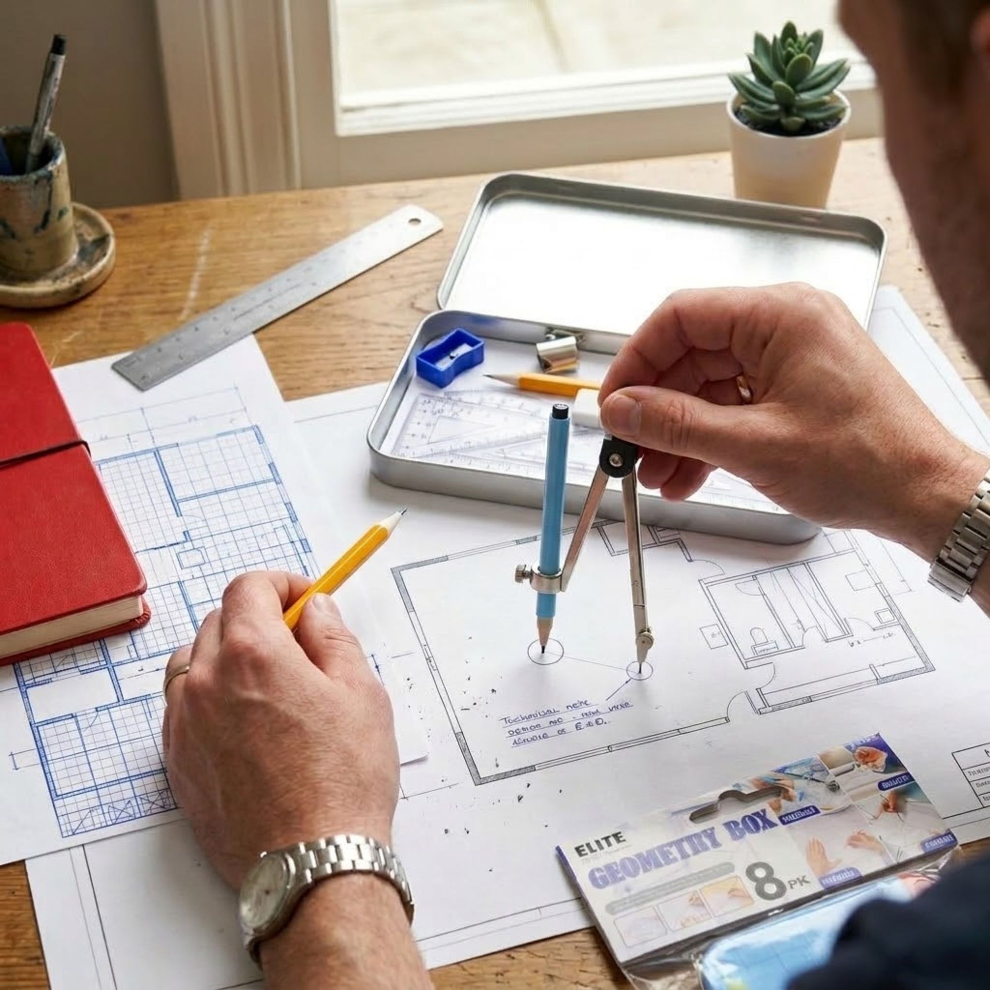 Mathematical Geometry Set 8-Piece with Tin Case Elite Series