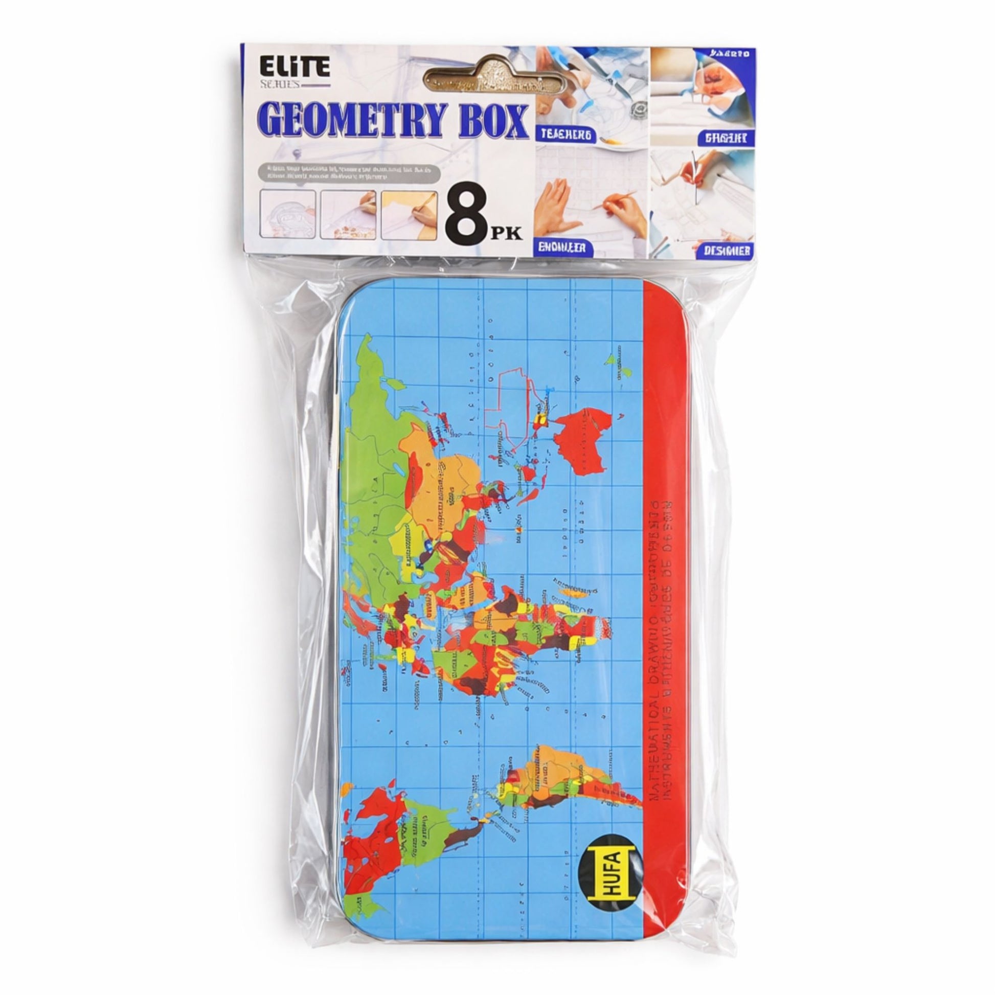 With Tin Case  Elite Series 8 Piece Mathematical Geometry Set