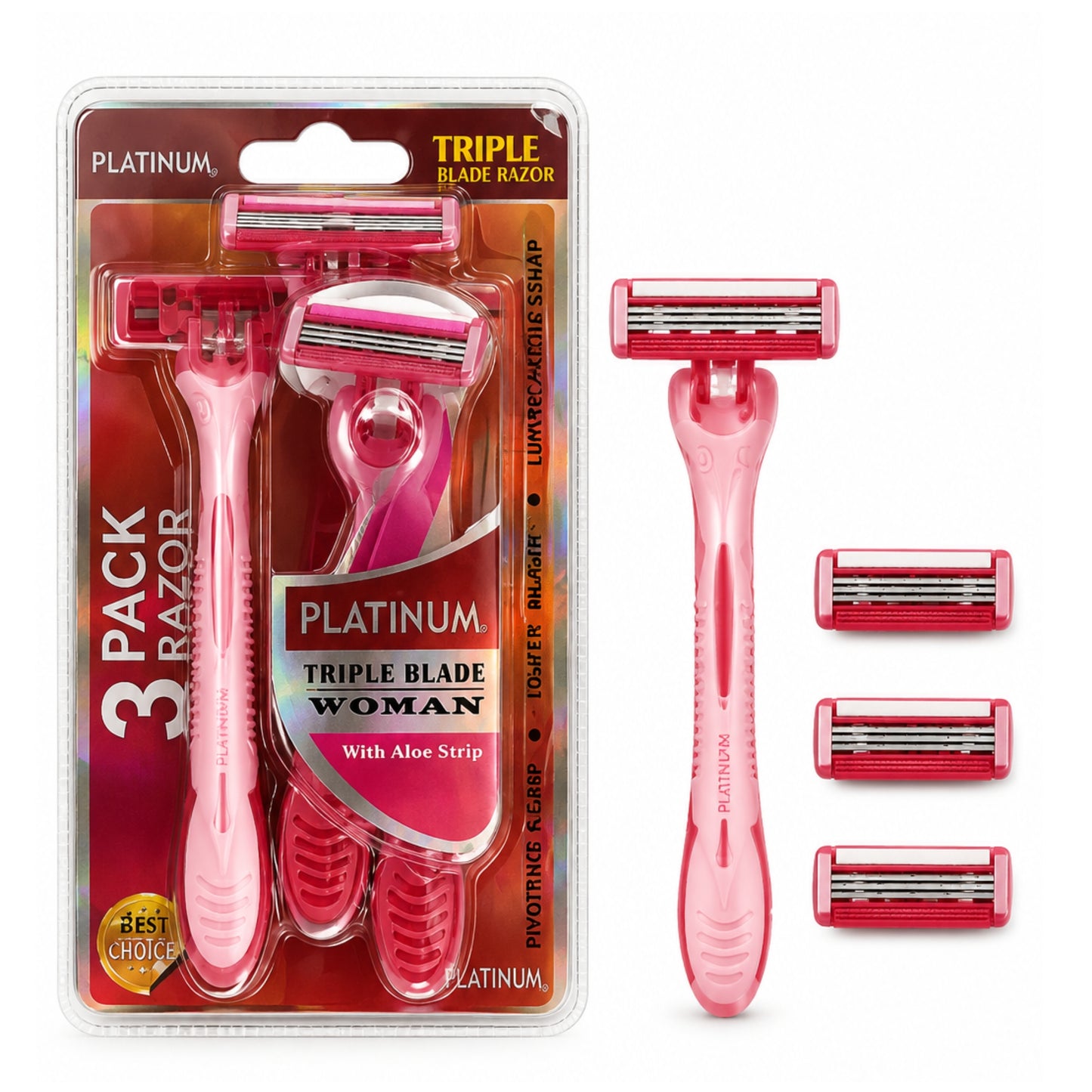 3 Pack Triple Blade Women's Razors with Aloe Strip