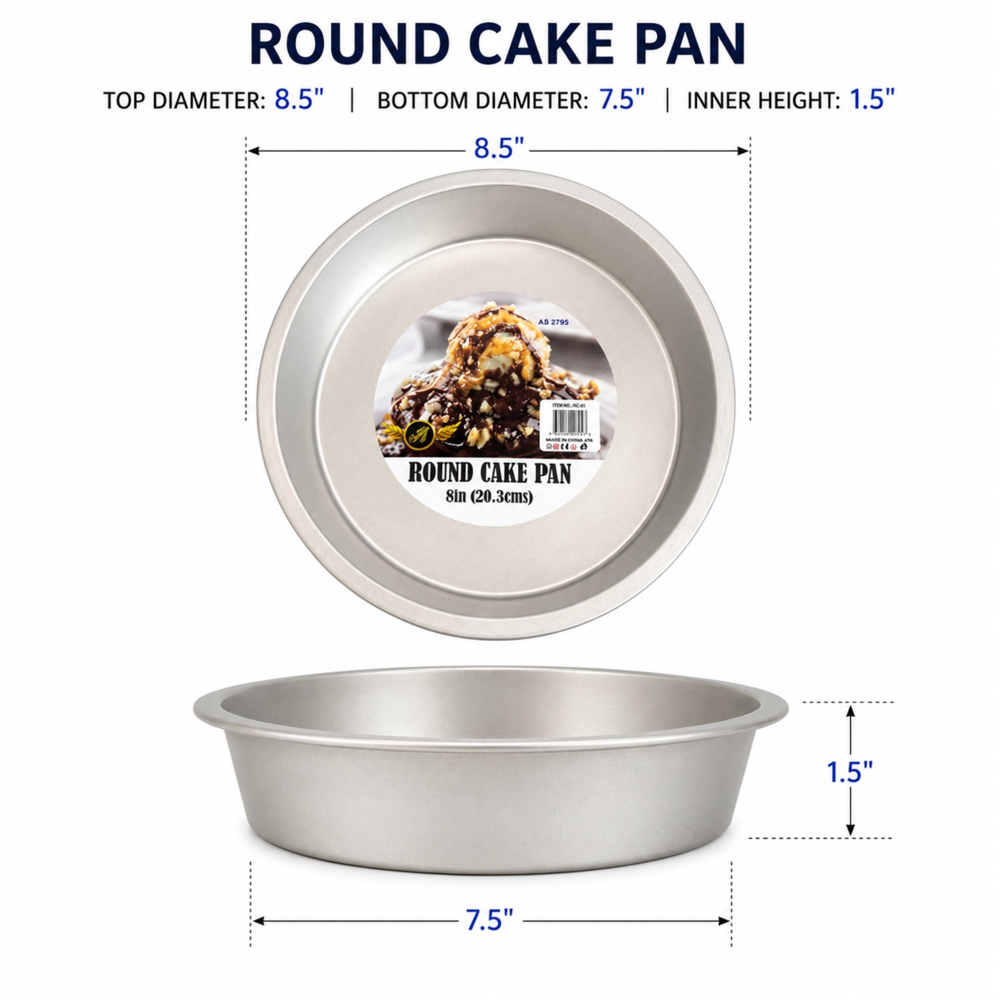 Nonstick Round Baking Pan 8.5 Inch for Cakes