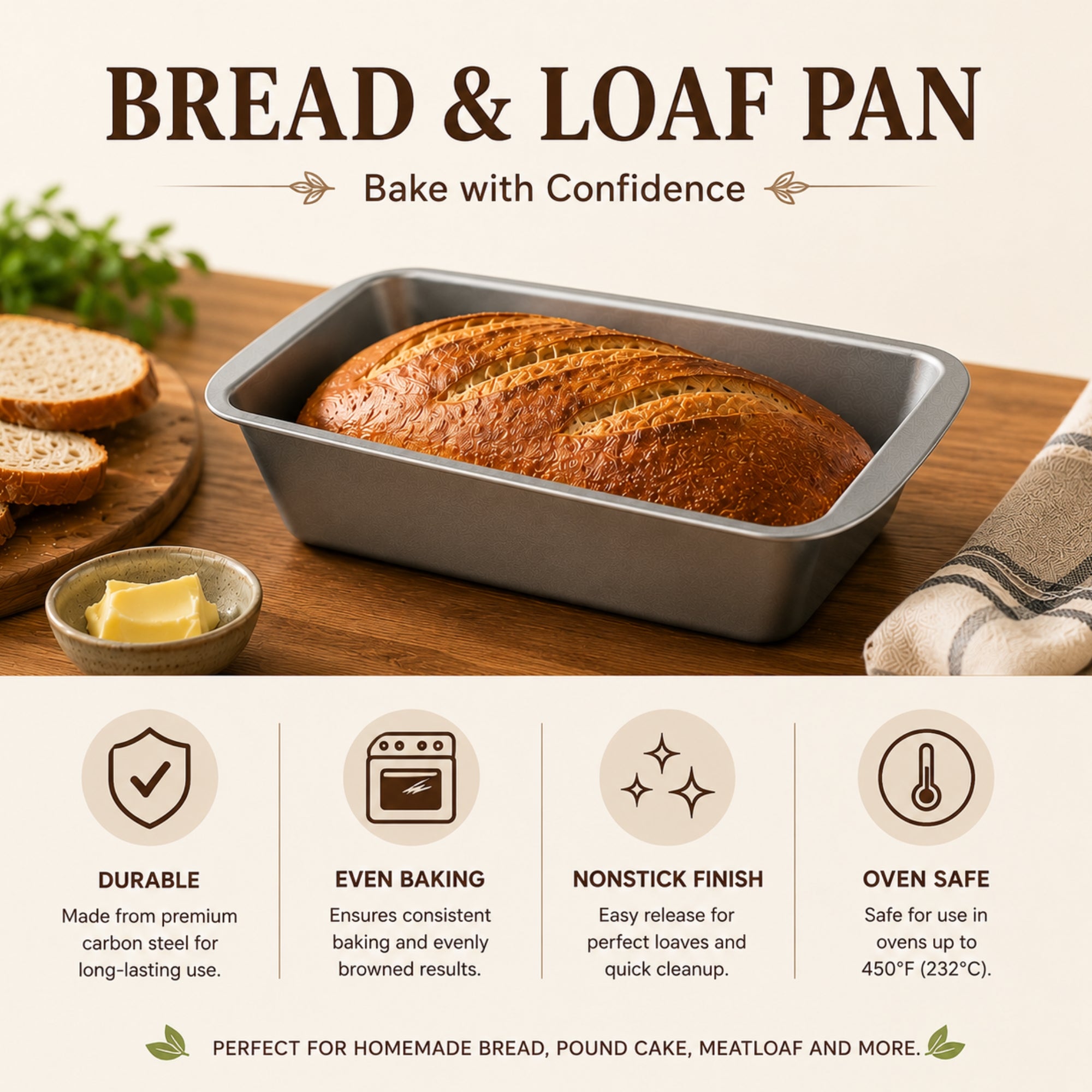 Premium Nonstick Bread and Loaf Baking Pan