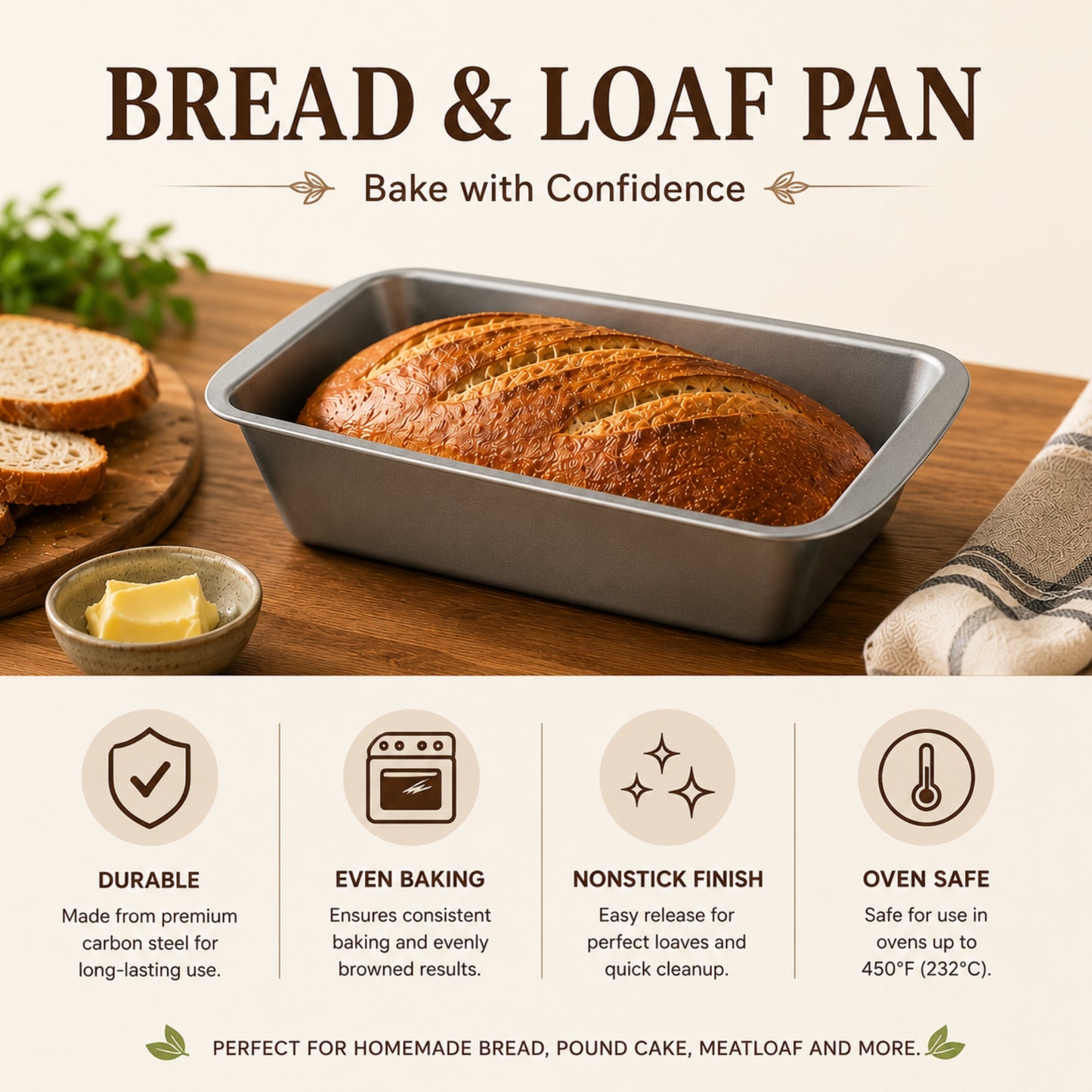 Premium Nonstick Bread and Loaf Baking Pan