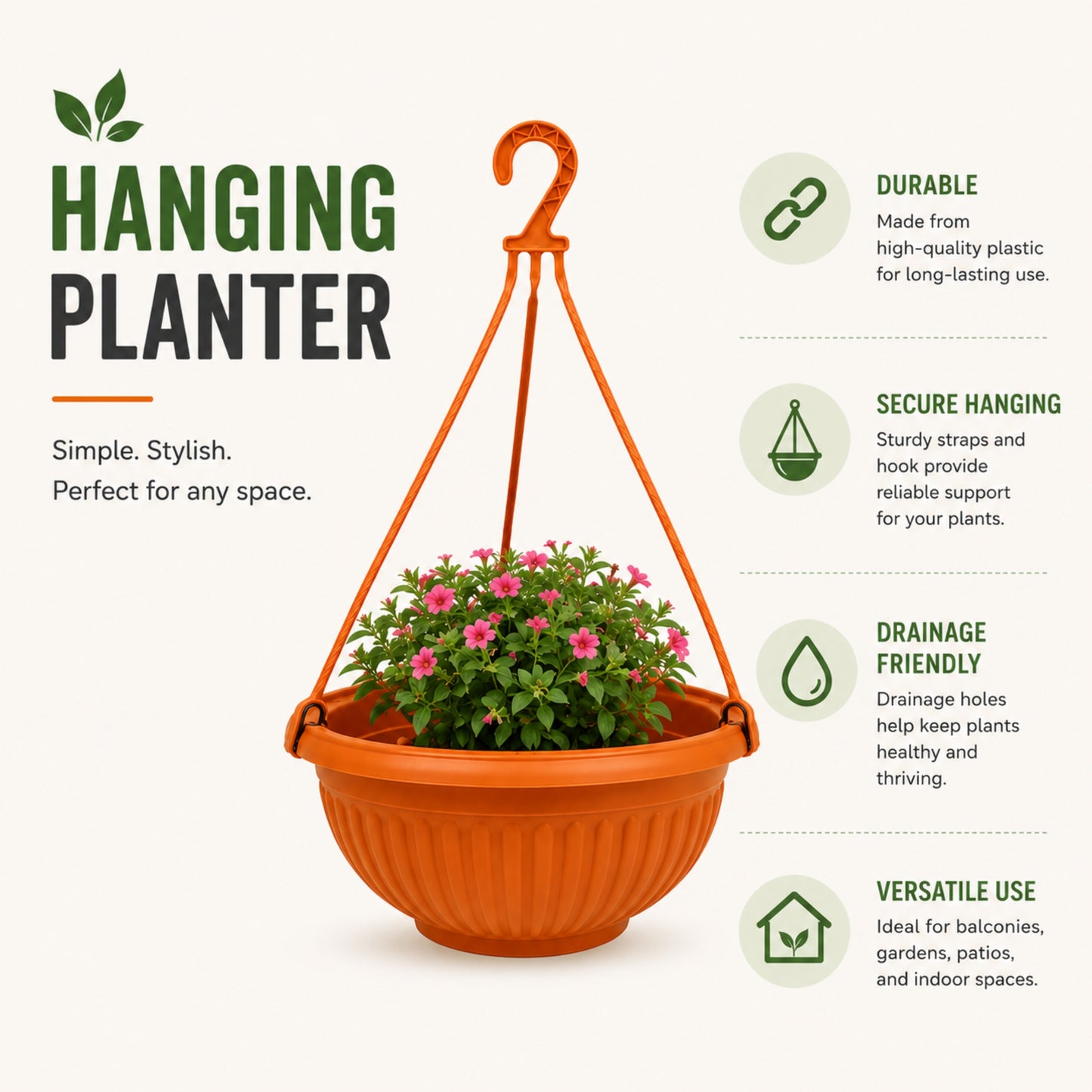 14 Inch Garden Hanging Basket for Plants