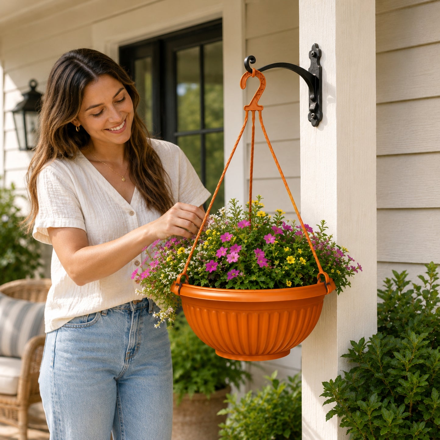Indoor Outdoor Hanging Planter Basket with Hook
