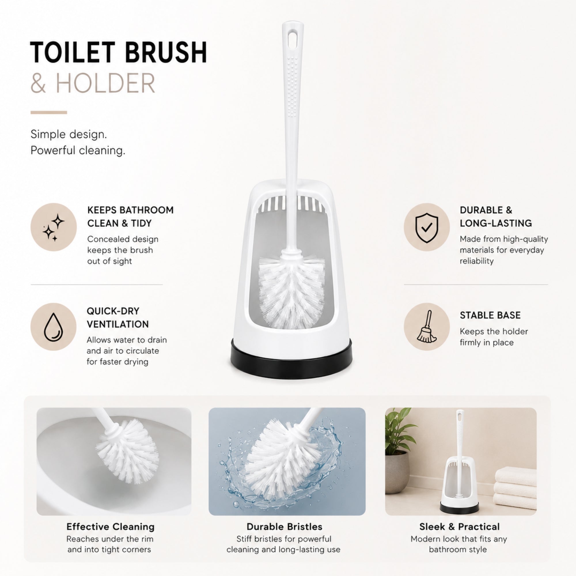 Bathroom Toilet Brush and Holder Cleaning Set