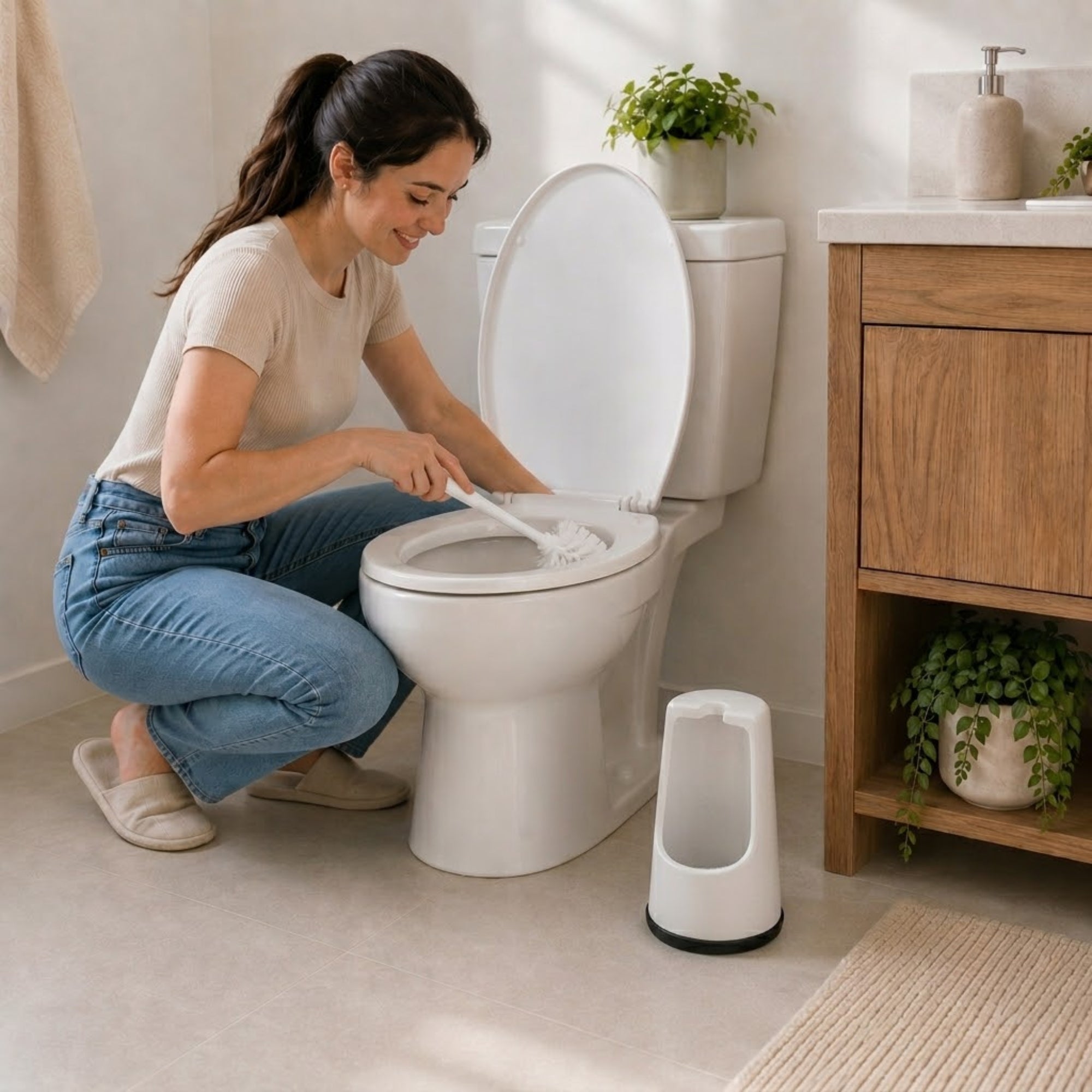 Deep Cleaning Toilet Brush with Storage Holder