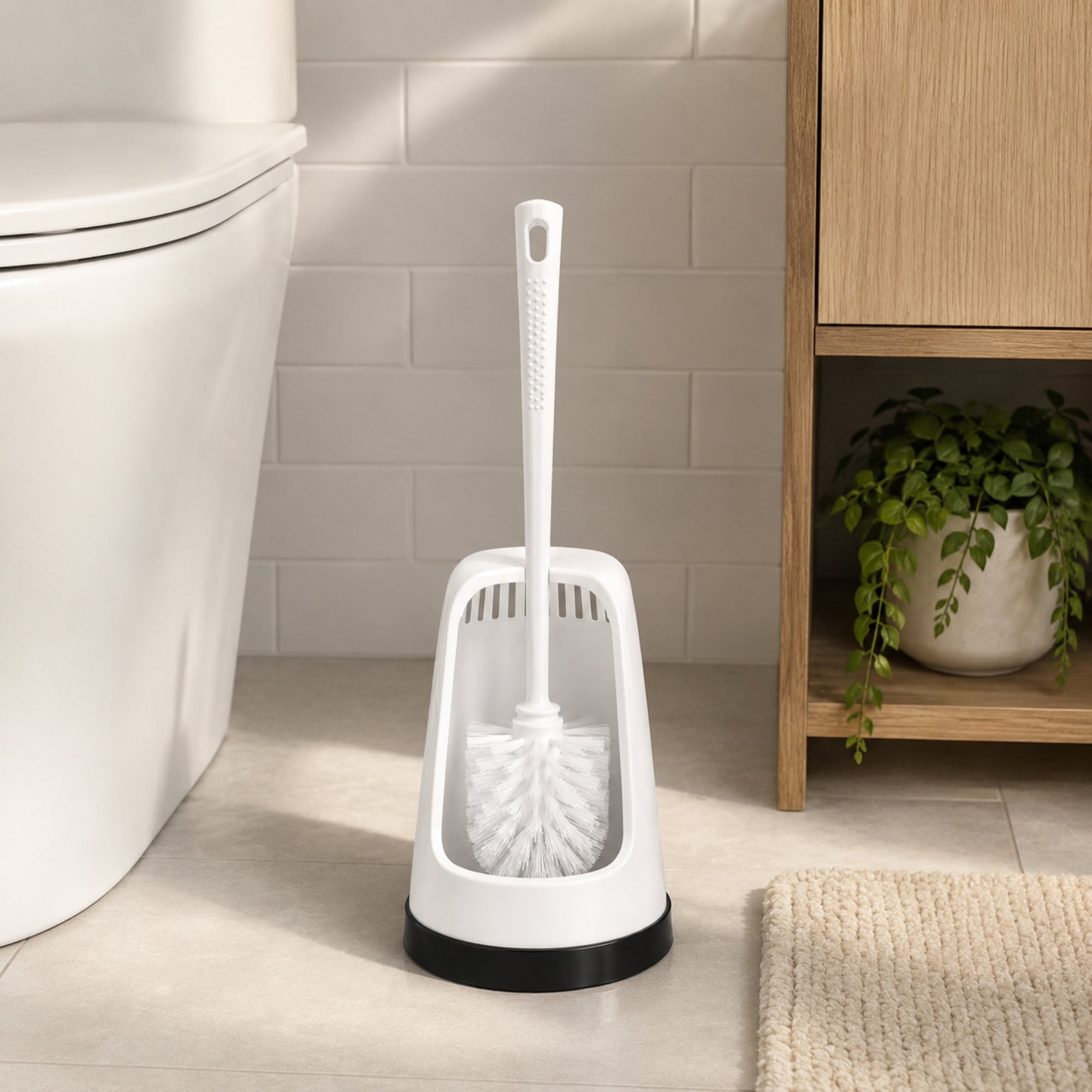Bathroom Cleaning Brush Set with Holder Stand