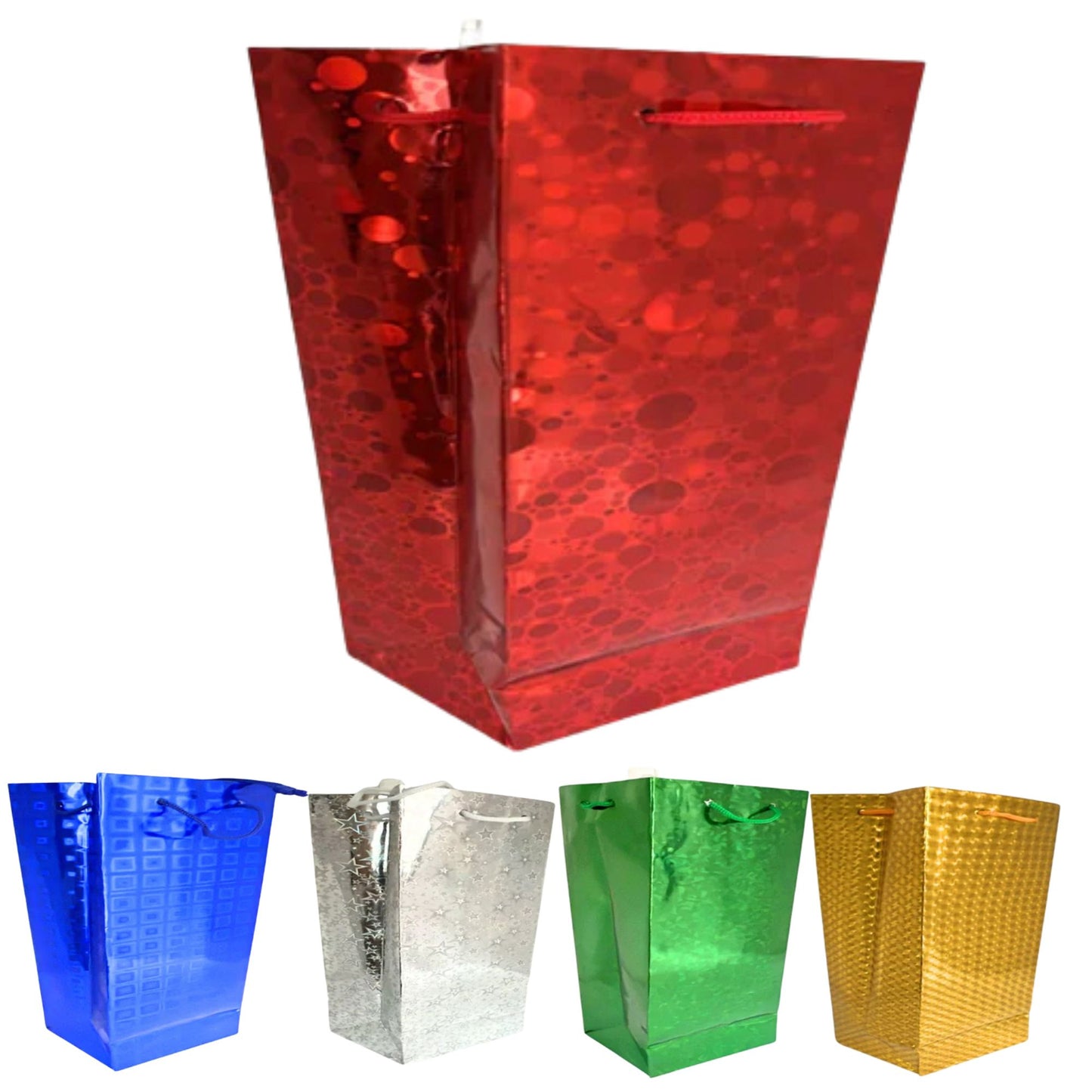 Foil & Holographic Gift Bags – 12.5 X 10 X 5 inches: 1 Pack