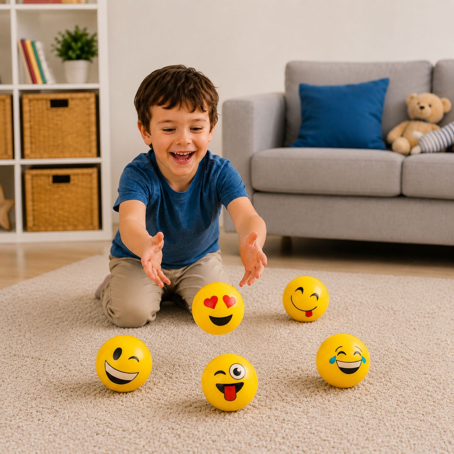 5 Inch Smiley Face Bouncing Balls for Kids Activities