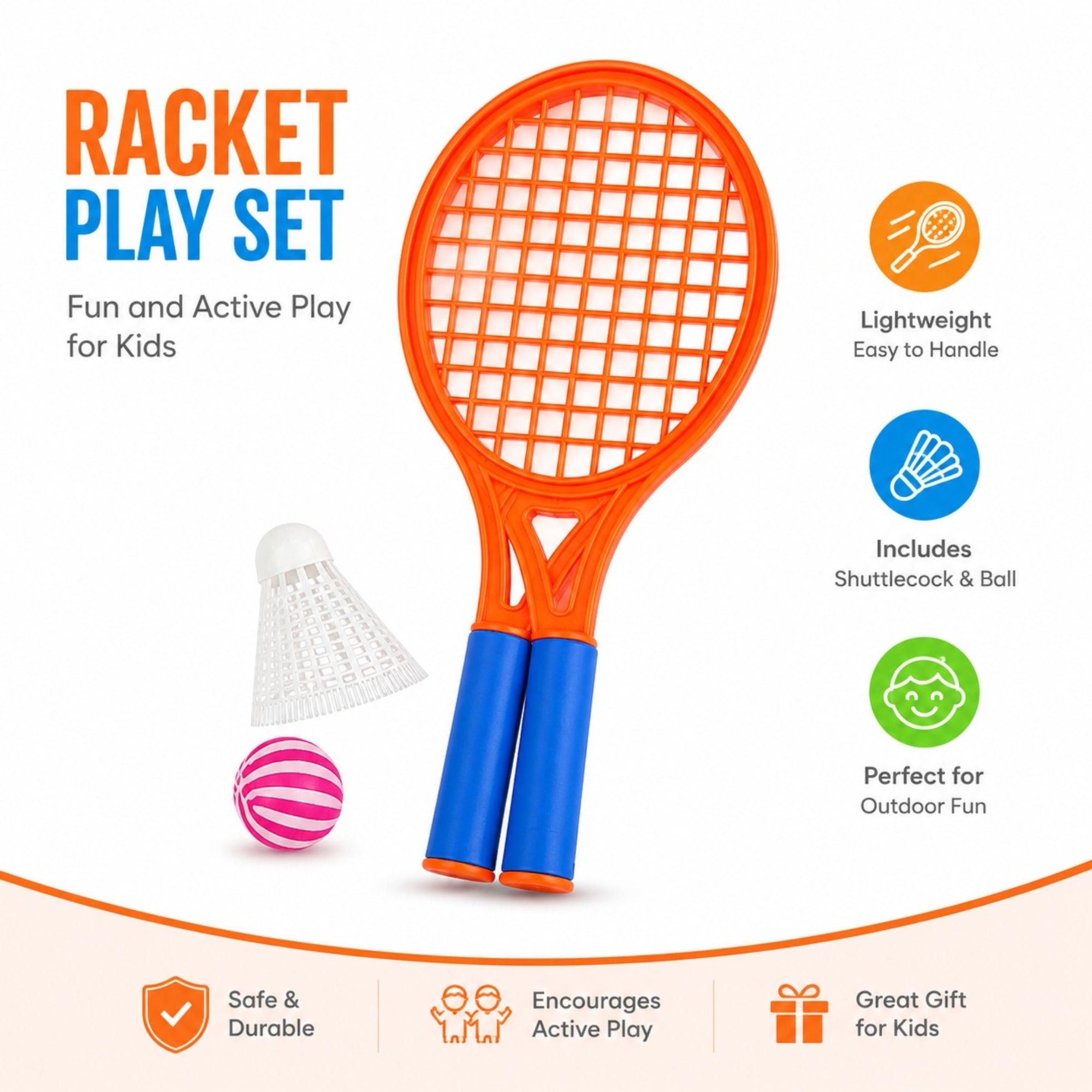 Kids Sports Racket Set with Shuttlecock and Ball