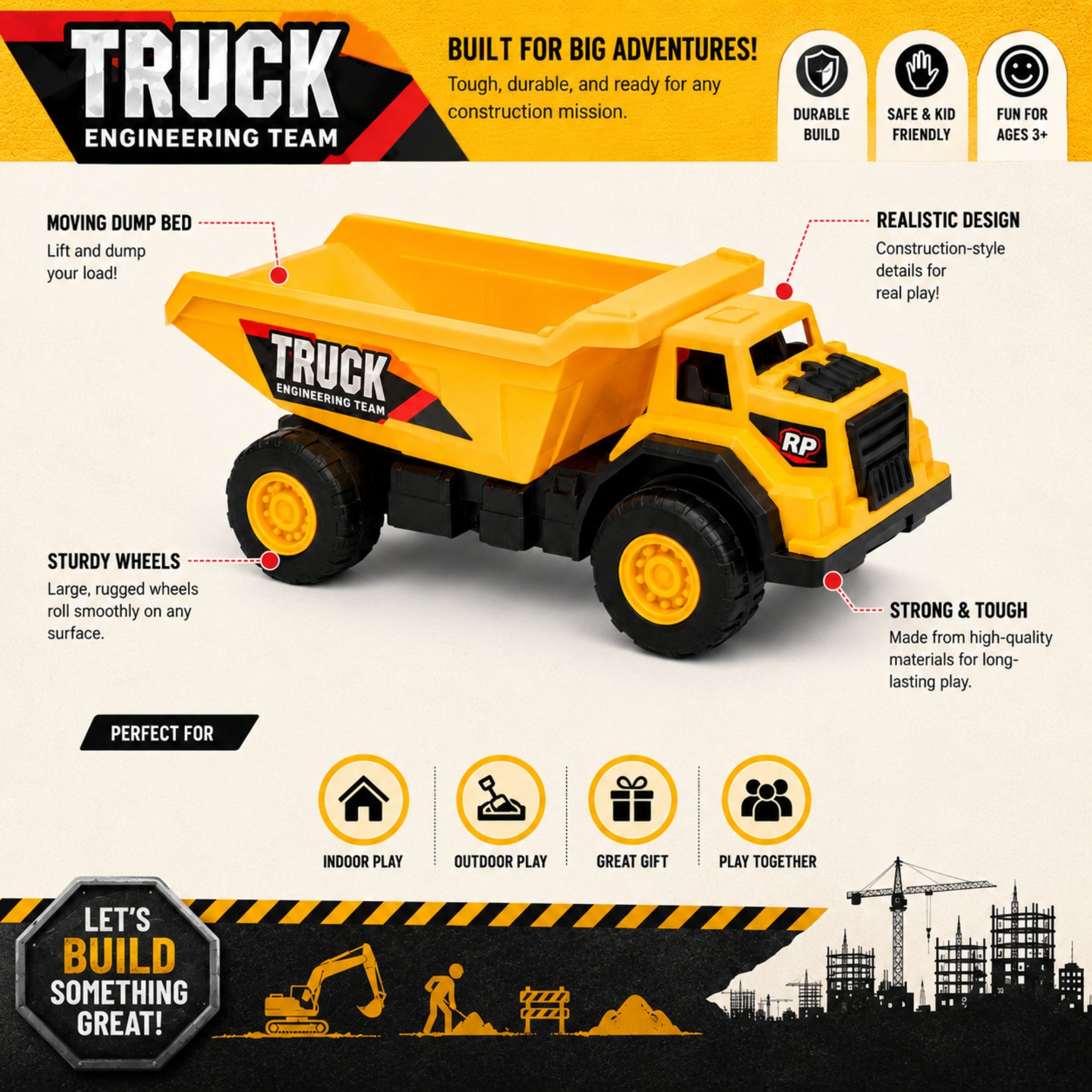 Large Toy Dump Truck for Indoor and Outdoor Fun