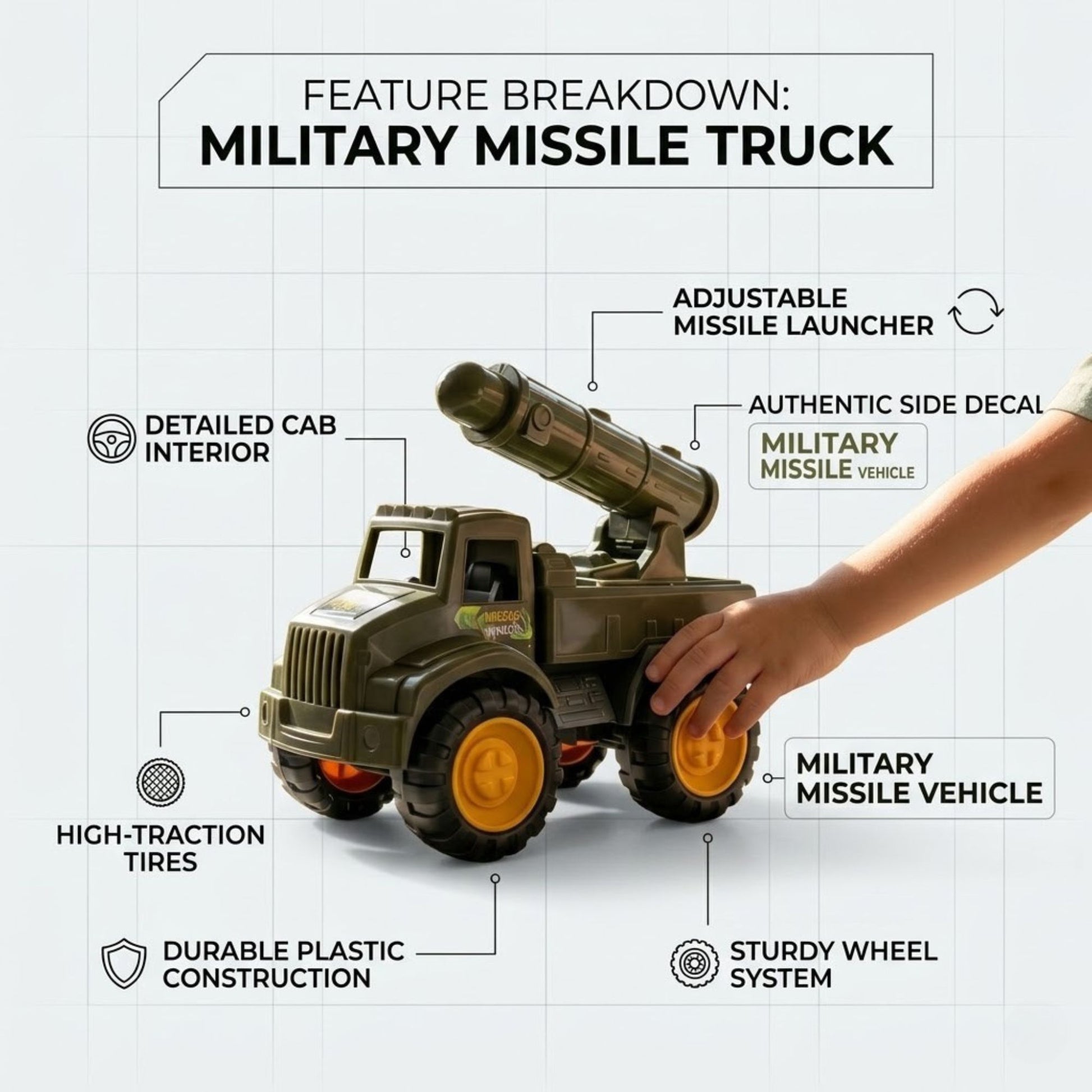 Children’s Military Truck Toy with Launcher Playset