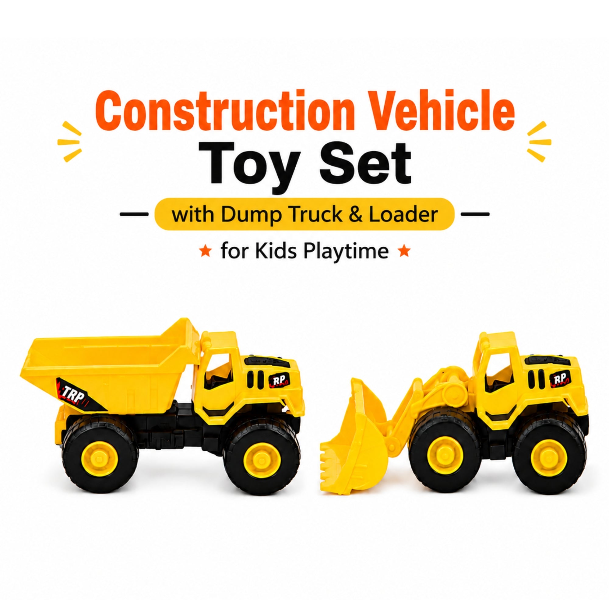 Dump Truck and Loader Toy Play Set for Kids