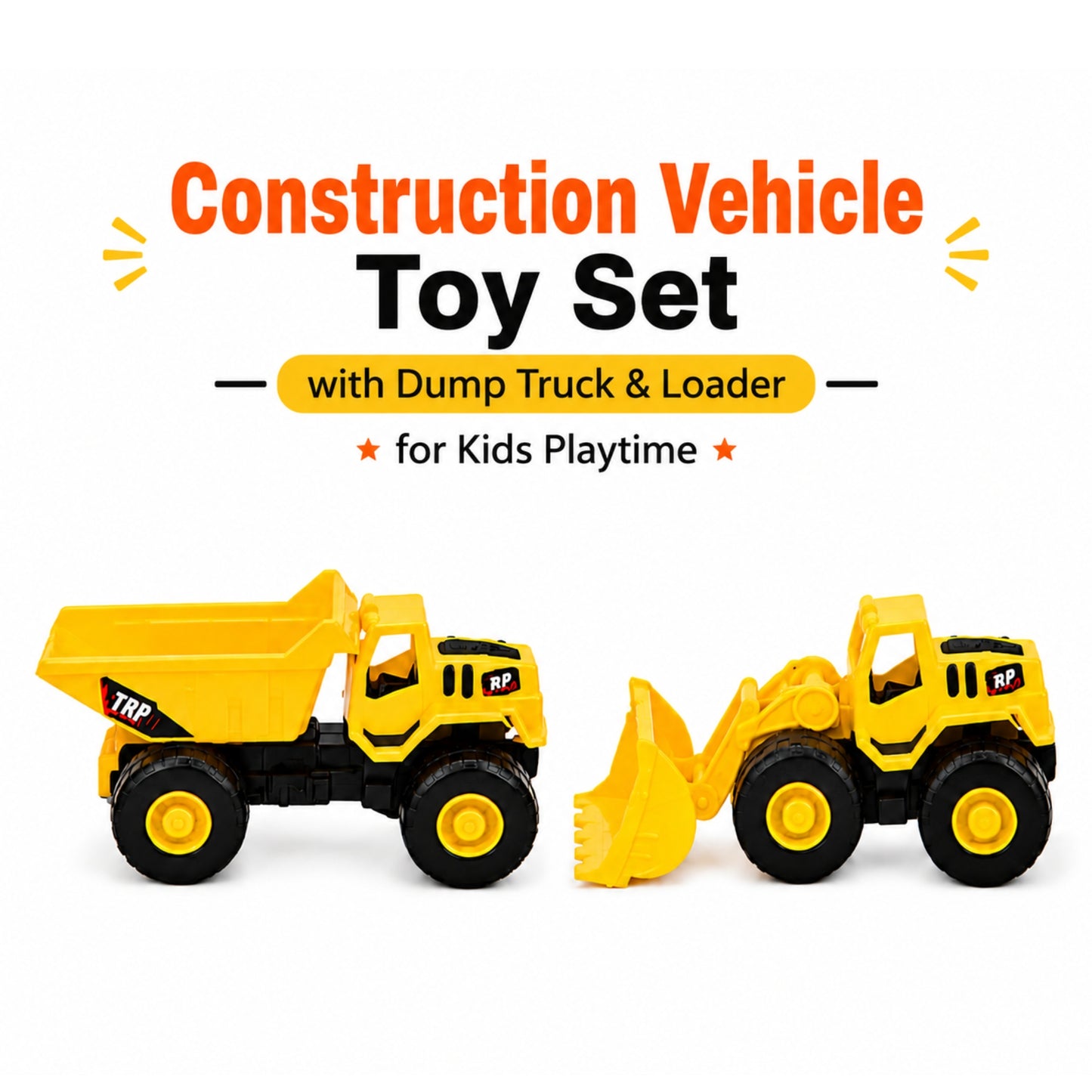 Dump Truck and Loader Toy Play Set for Kids