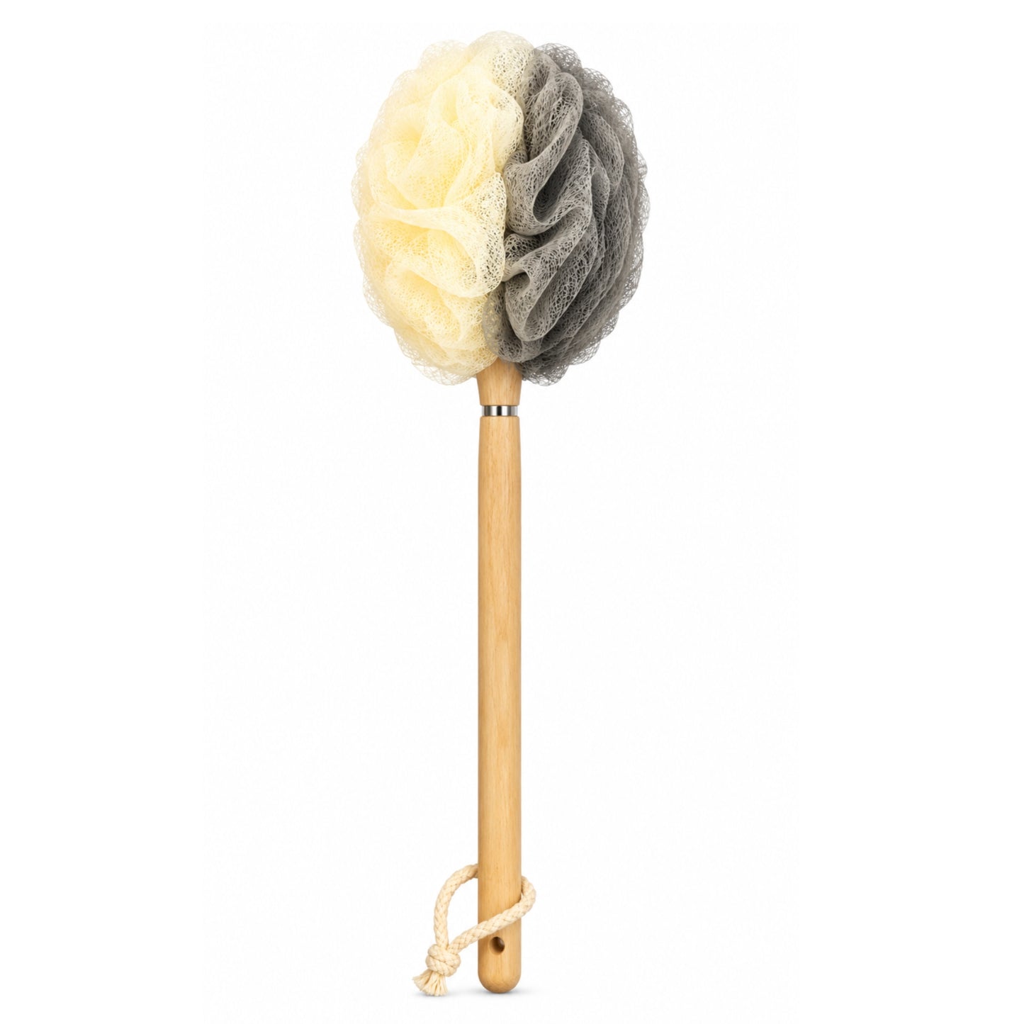 Natural Loofah Shower Brush with Extended Reach Bamboo Handle