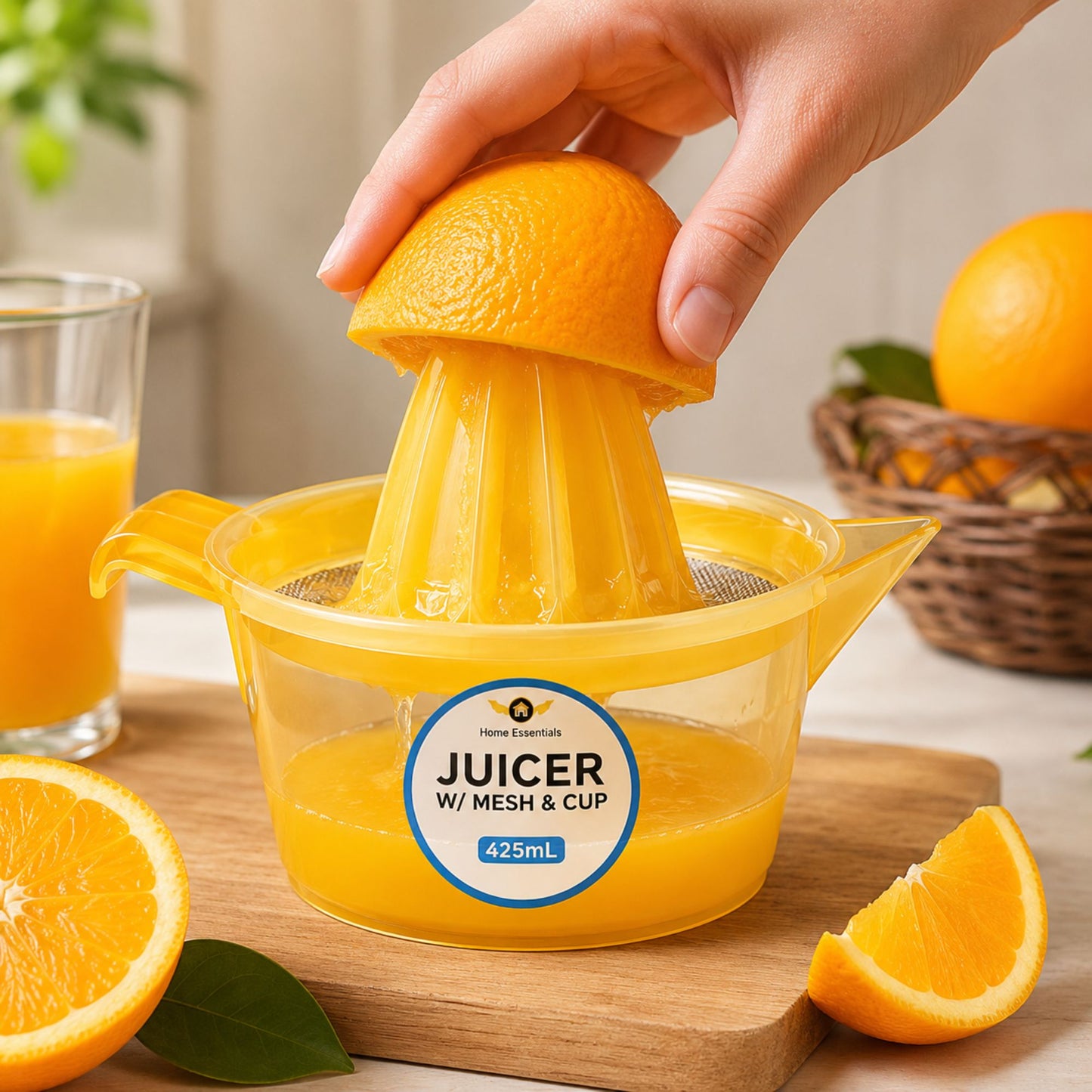 Easy Press Citrus Juicer with Juice Cup and Mesh Filter