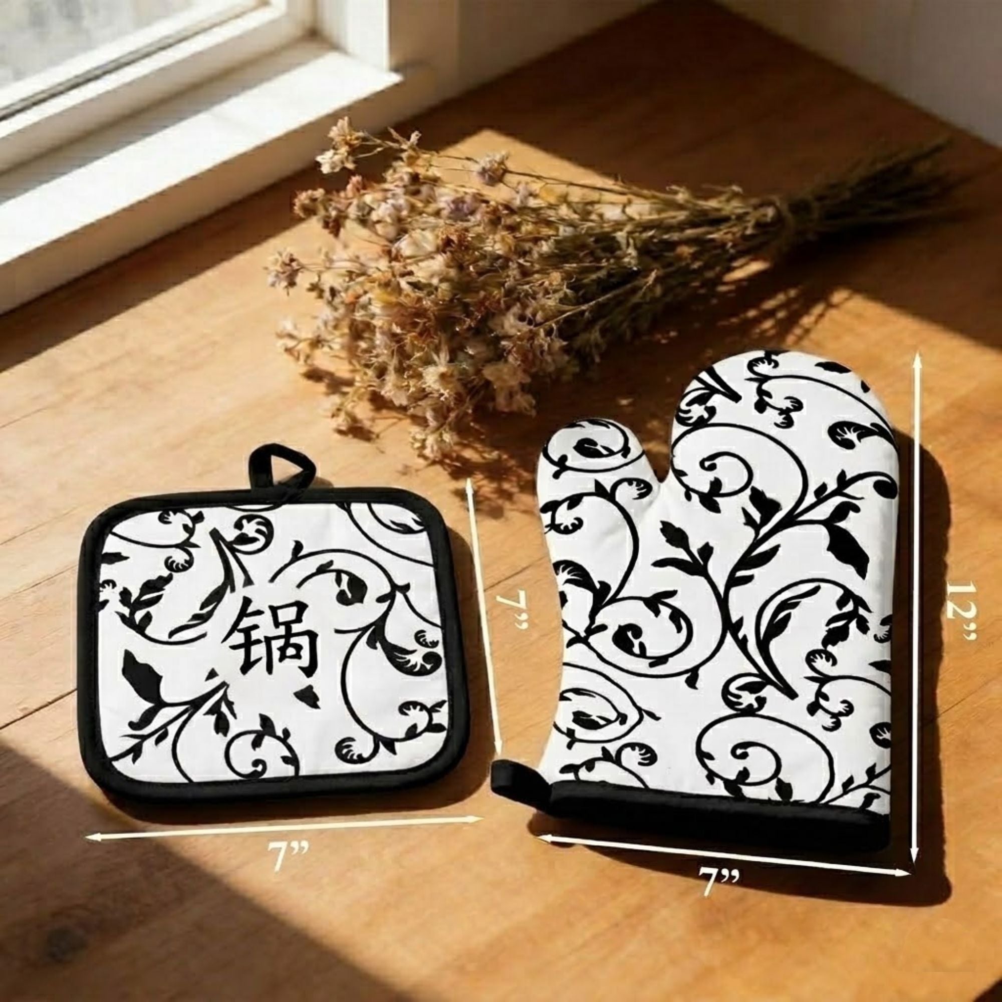 2 Pack Kitchen Oven Mitt & Pot Holder Set Heat Resistant Kitchen Set product image 8