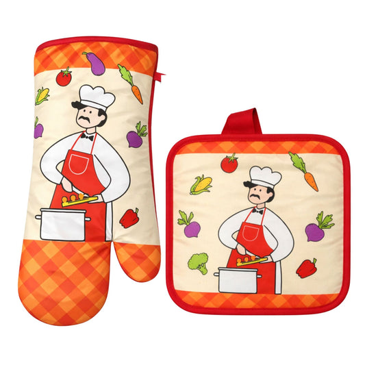 2 Pack Heat Resistant Oven Mitt Set