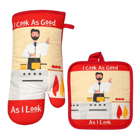 2 Pack Heat Resistant Oven Mitt Set