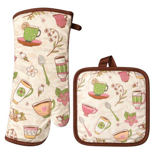 2 Pack Heat Resistant Oven Mitt Holder Set