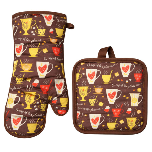 2 Pack Heat Resistant Oven Mitt Holder Set