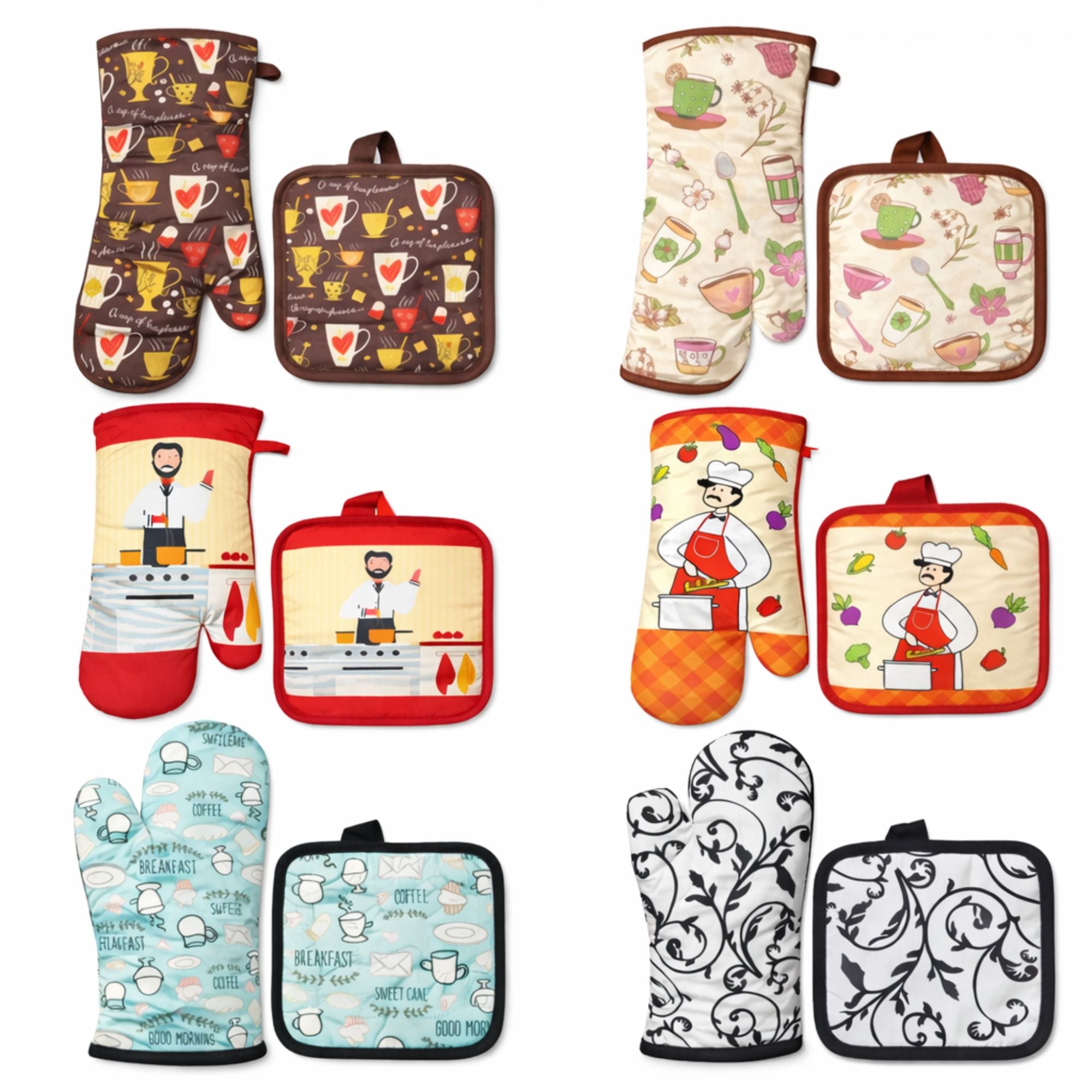 2 Pack Kitchen Oven Mitt & Pot Holder Set Heat Resistant Kitchen Set main product image