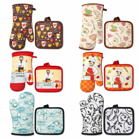 2 Pack Kitchen Oven Mitt & Pot Holder Set Heat Resistant Kitchen Set main product image